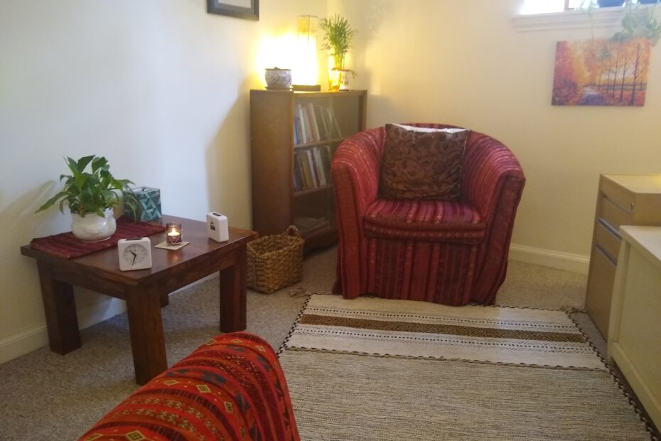 Counselling room with two armchairs