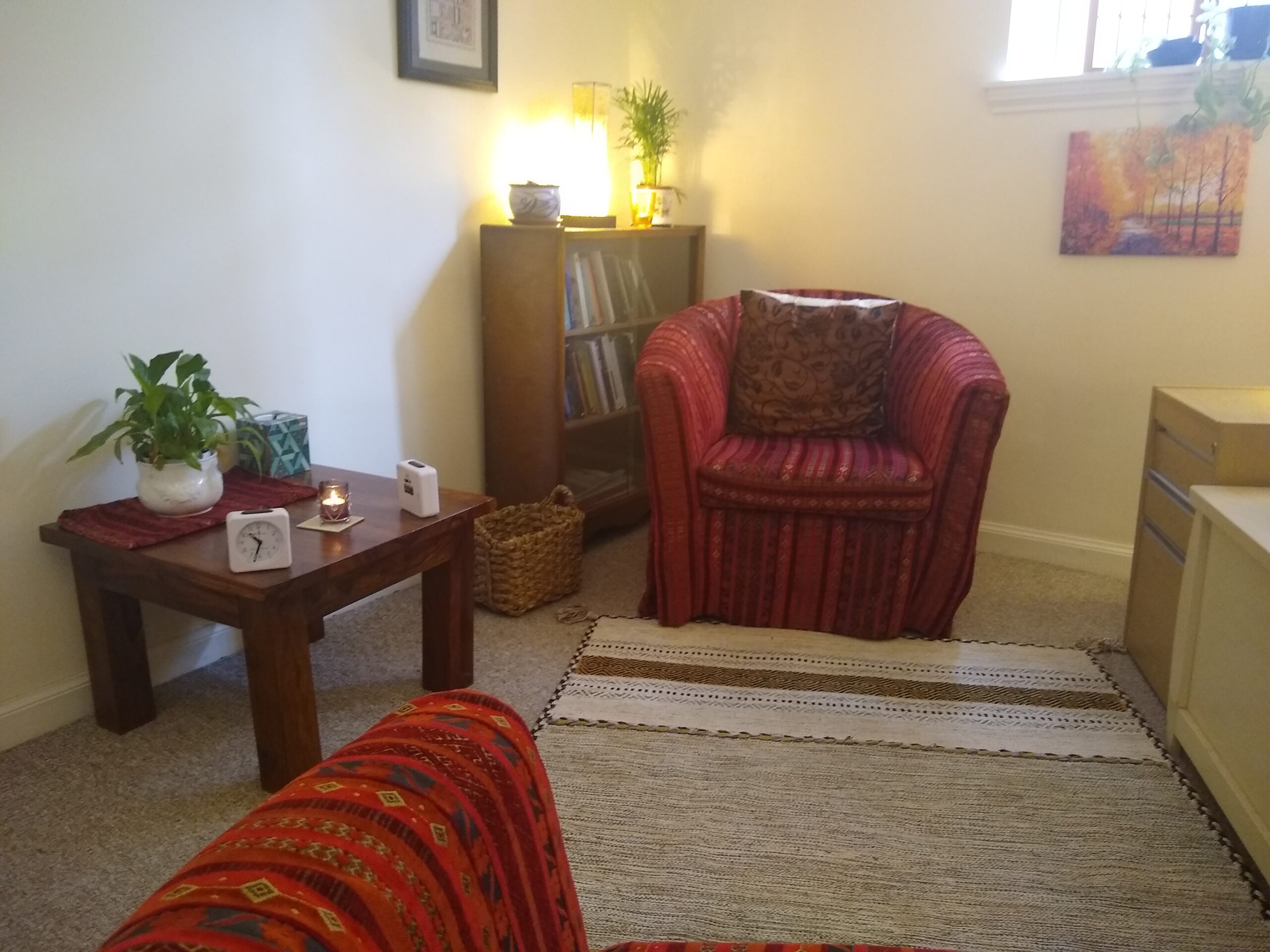 Counselling room with two armchairs